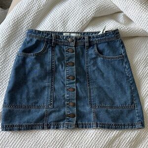 Stradivarius Dark Blue Button-Up Mini Skirt